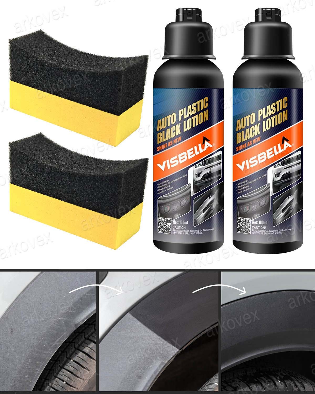 Black Trim Restorer Coating With 2 Sponge Applicator Restoration Kit – 6.76 oz