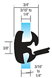 CRL AS1536 One-Piece Self-Sealing Universal Weatherstrip 3/16″ to 1/4″ Panel