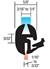 One-Piece Self-Sealing Universal Weatherstrip for 1/16″ to 3/32″ Panel or 3/