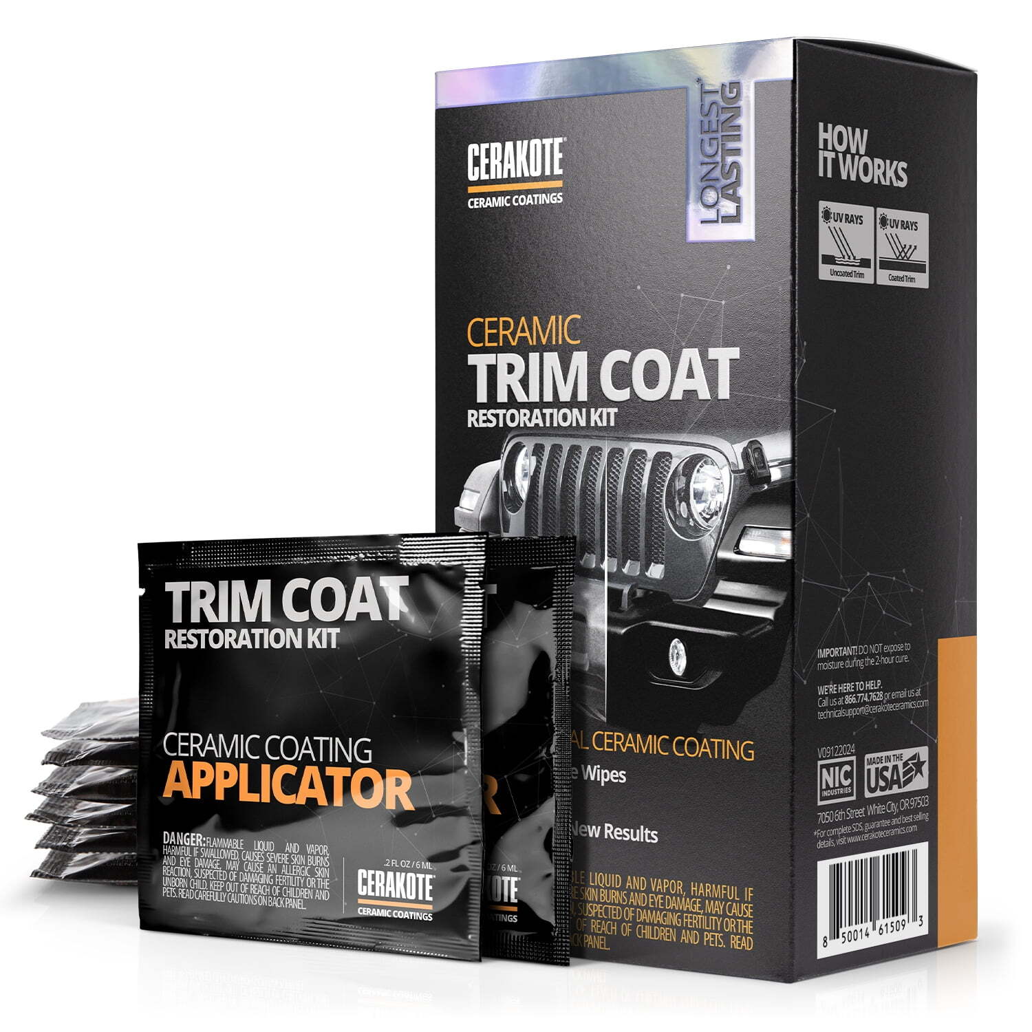 Cerakote Ceramic Trim Coat, Plastic Restorer for Cars – Maximum Strength 8 Pack