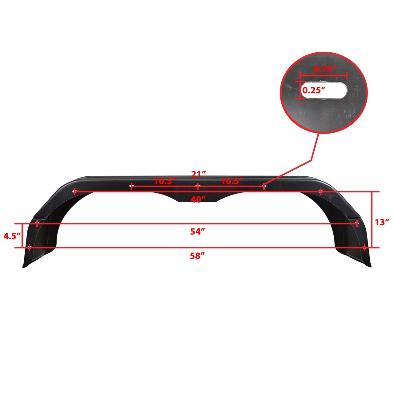 Plastic Universal Trailer Fender – 61″ – Tandem Axle – Black – One Fender