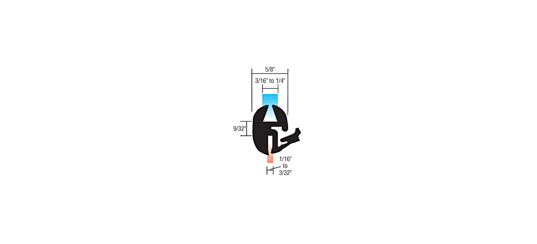 One-Piece Self-Sealing Universal Weatherstrip for 1/16″ to 3/32″ Panel or 3/
