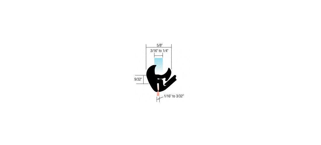 One-Piece Self-Sealing Universal Weatherstrip 1/16″ to 3/32″ Panel – 3/16″ t