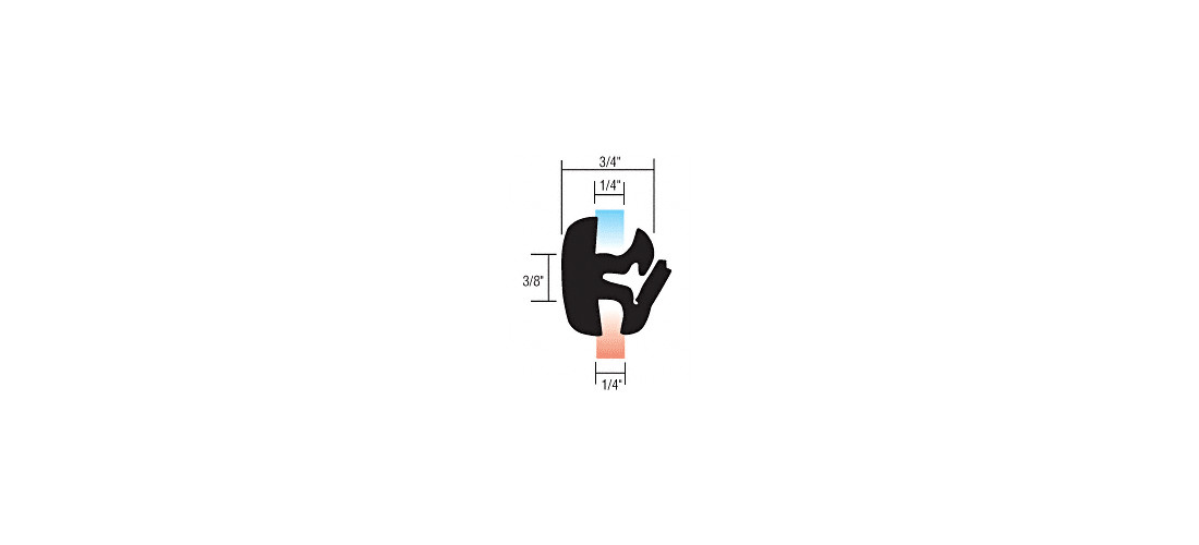 One-Piece Self-Sealing Universal Weatherstrip 1/4″ Panel for 1/4″ Glass