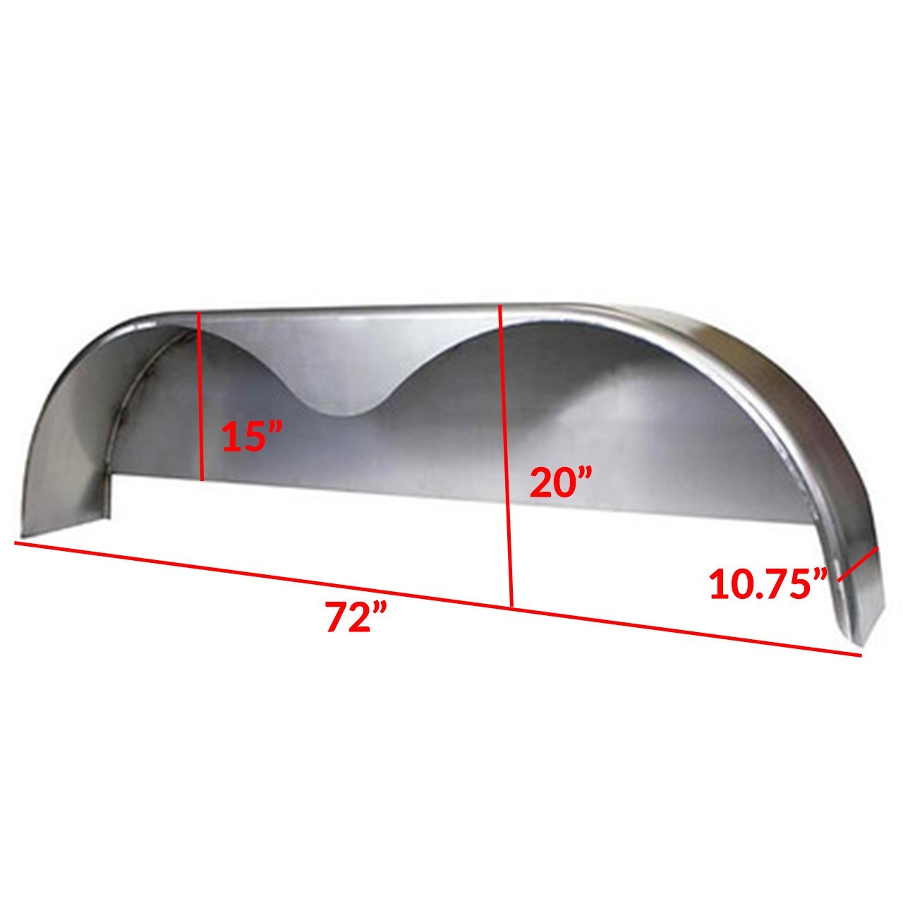 2 Pack – 72×10.75″ Tandem Axle Steel Trailer Fender with Back Plate