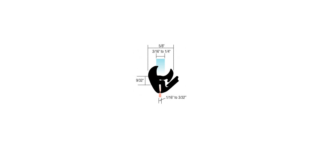 One-Piece Self-Sealing Universal Weatherstrip 1/16″ to 3/32″ Panel – 3/16″ t