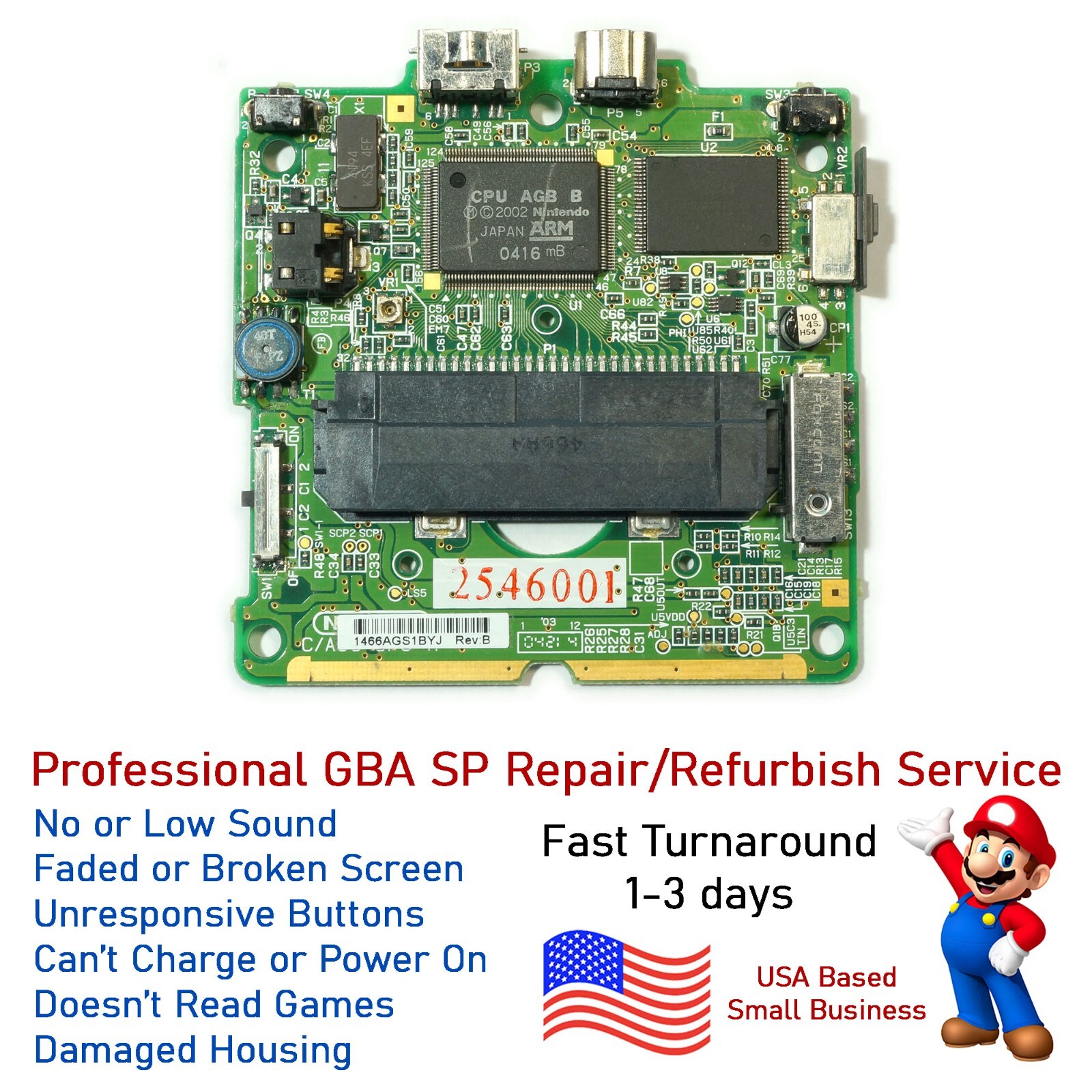 Nintendo Gameboy Advance GBA SP Mail In Repair Service – Power / Charging issues