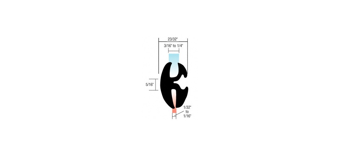 Two-Piece Self-Sealing Universal Weatherstrip for 1/32″ to 1/16″ Panel or 3/