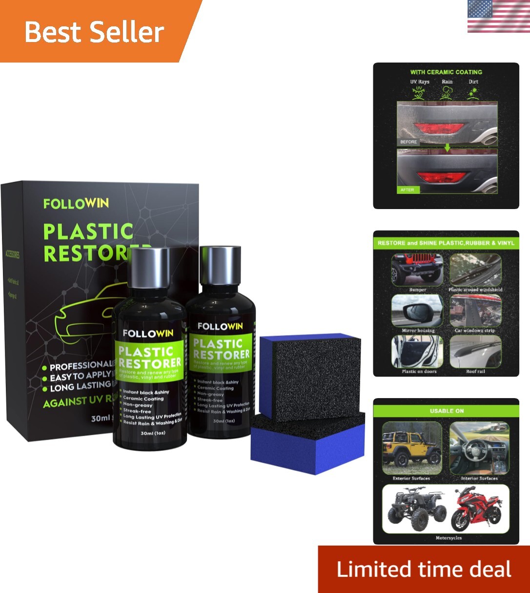 Versatile Plastic Restorer for Cars, RVs & Home – 60ml Ceramic Coating Solution