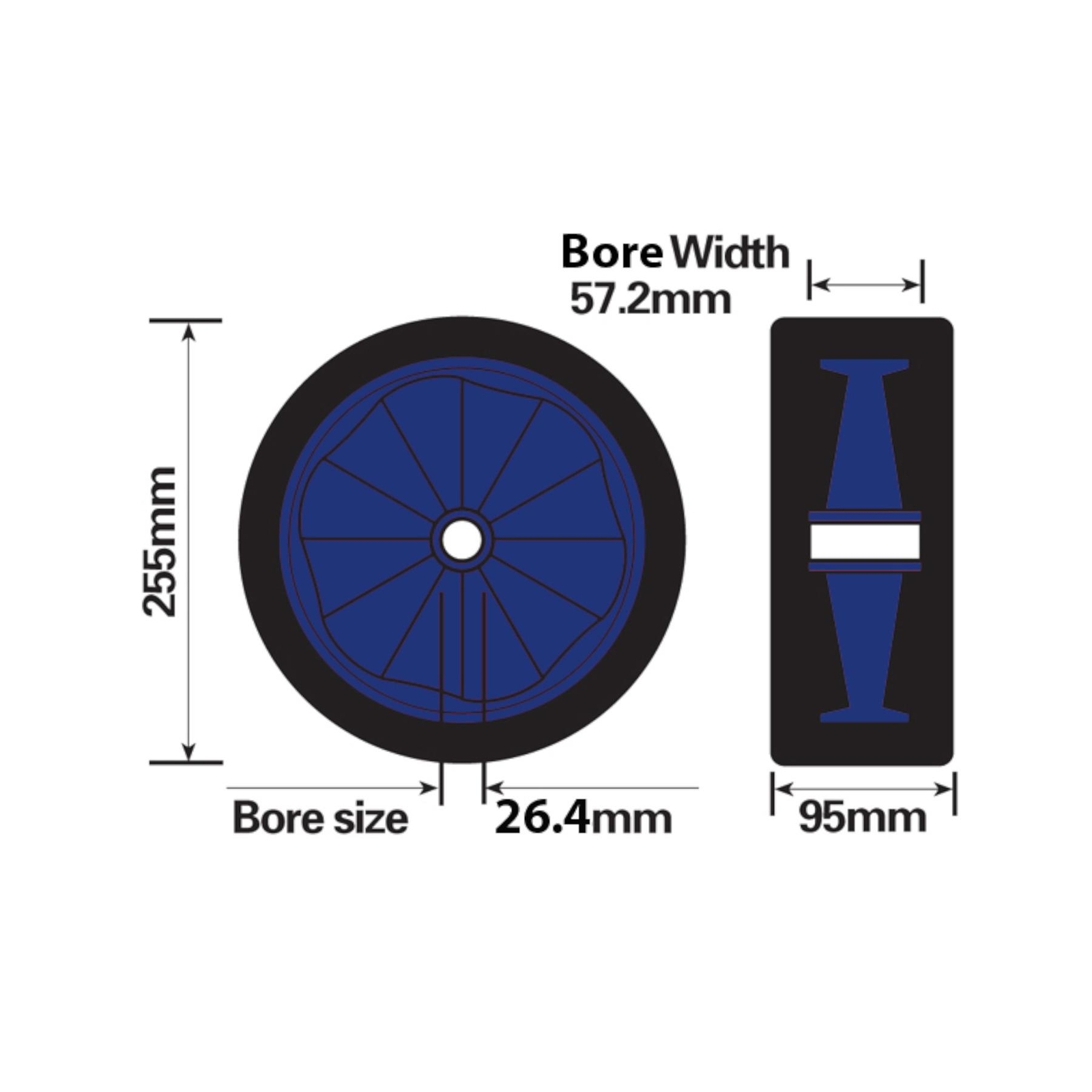Dinghy Boat Launch Trolley Wheels 10″ Sand Hopper Solid Rubber Tyre x 2 (Pair)