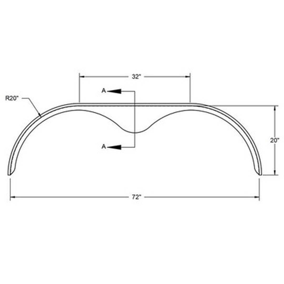 2 Pack – 72×1 Smooth Aluminum Tandem Axle Teardrop Fender Flares