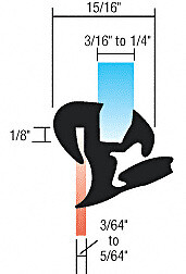 One-Piece Self-Sealing S-Style Universal Weatherstrip 3/64″ to 5/64″ Panel –