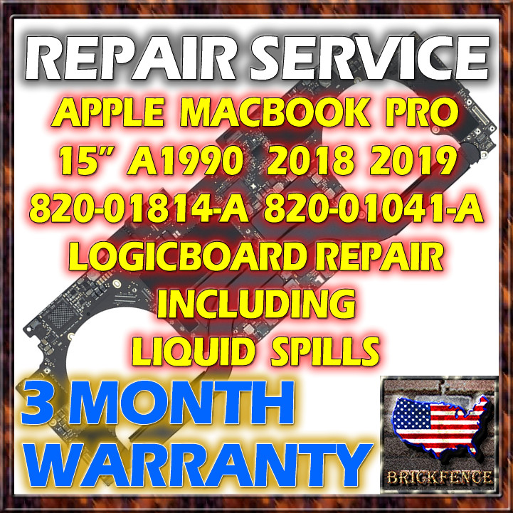 MACBOOK PRO 15″ A1990 2018 2019 820-01814-A, 820-01041-A LOGIC BOARD REPAIR